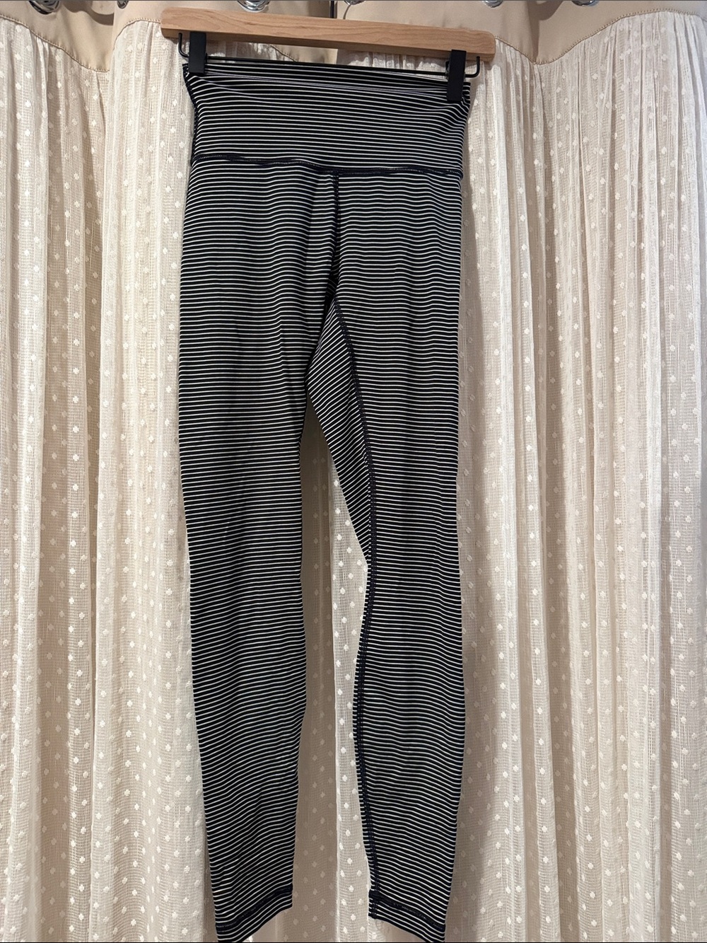 lululemon athletica Black and White Striped High-Rise Leggings
